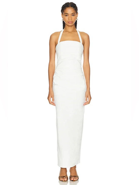 Lioness Dresses & Skirts - NWT Lioness Ivory Ruched Maxi Dress Strappy Open Back AU 8